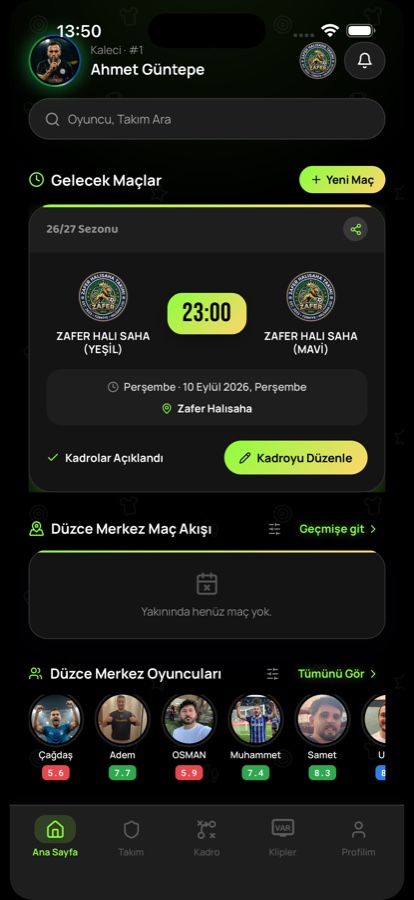Yedisekiz Ana Sayfa — gelecek maçlar ve oyuncular